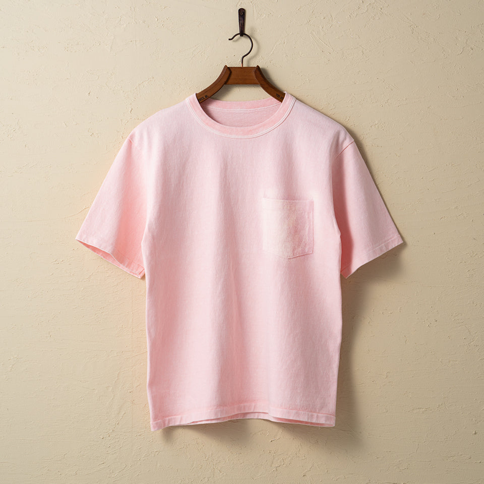 lot.37002PD HEAVY WEIGHT SHORT SLEEVE Pocket Tee PIGMENT DYE <pink></pink>