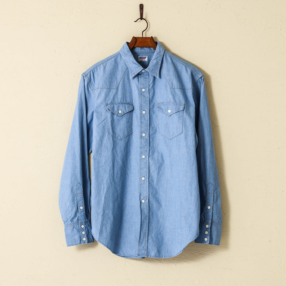 CHAMBRAY WESTERN SHIRT_SAX BLUE 