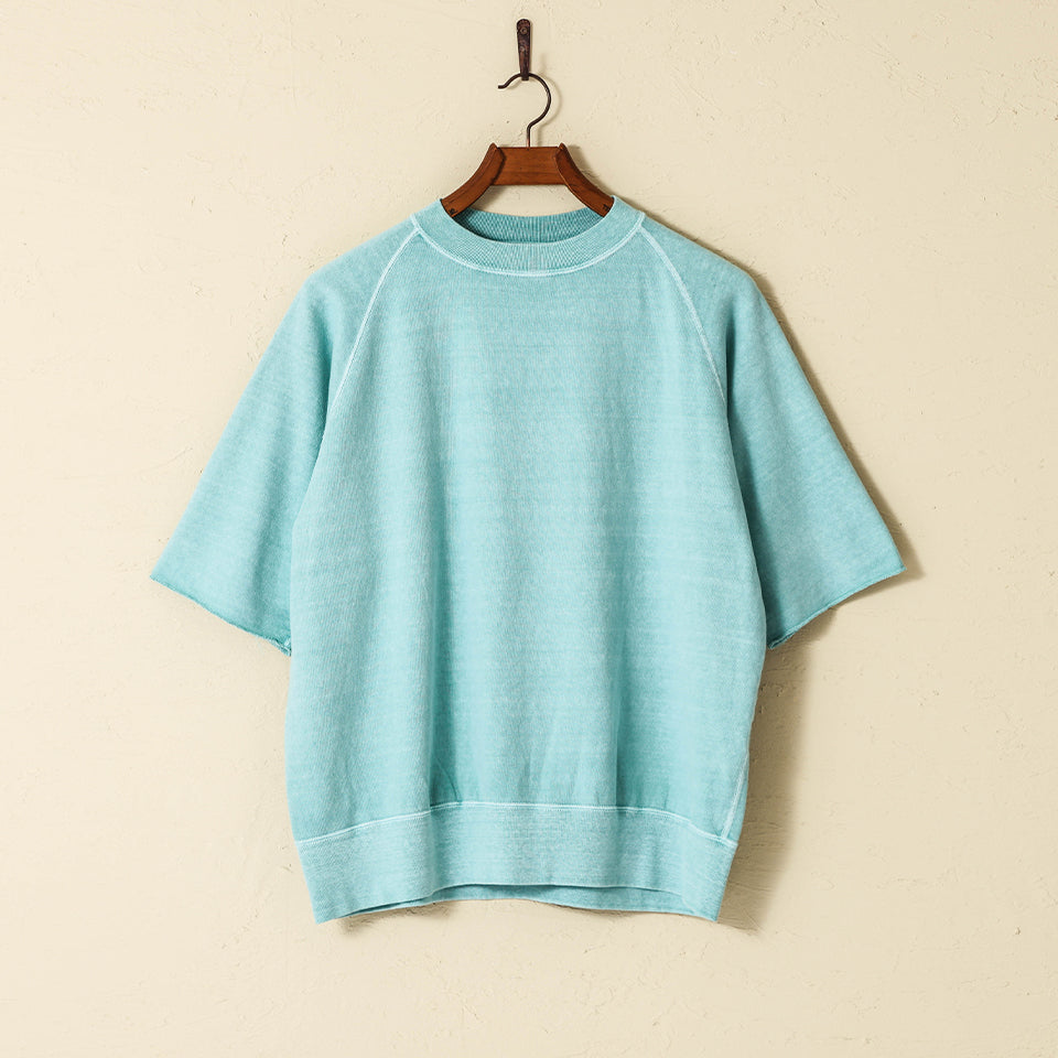 lot.74001PD CUT OFF SLEEVE SWEAT SHIRT PIGMENT DYE<turquoise></turquoise>