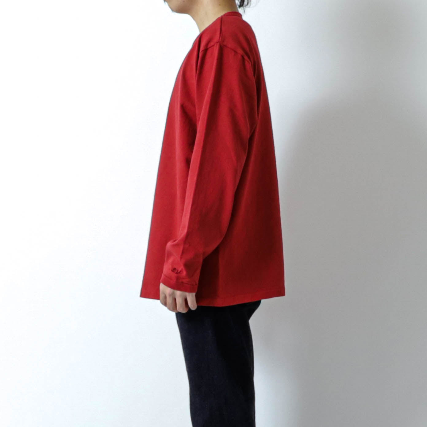 lot.58001PD HEAVY WEIGHT LONG SLEEVE Tee PIGMENT DYE<BRICK RED>